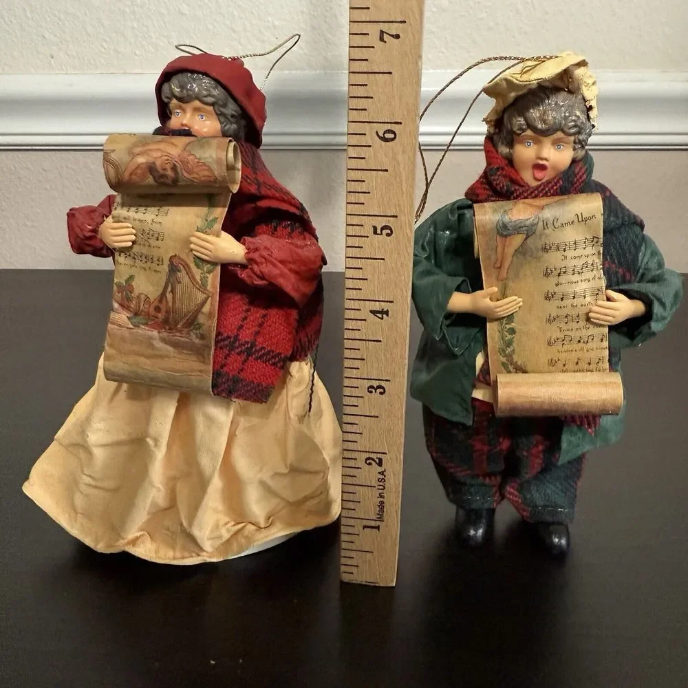 Vintage‎ SANTA'S WORLD Kurt Adler CAROLER FAMILY Paper Mache Dolls Christmas